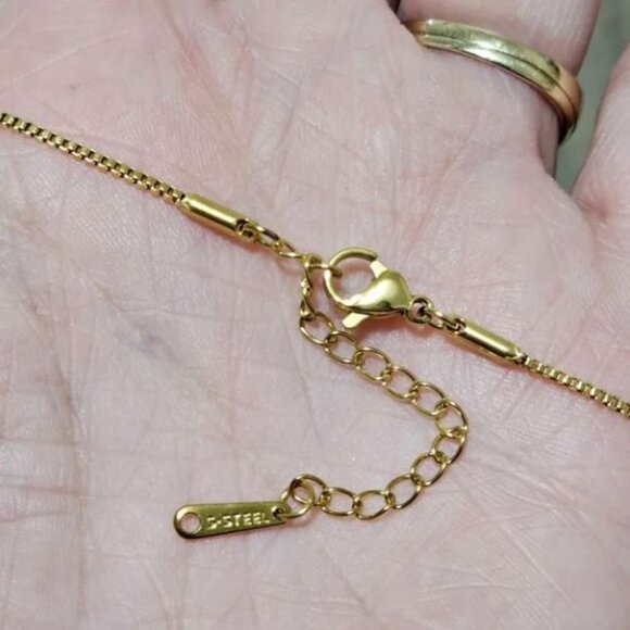 Gold Tone Stainless Steel Blue Bull Skull Necklace - Picture 3 of 3